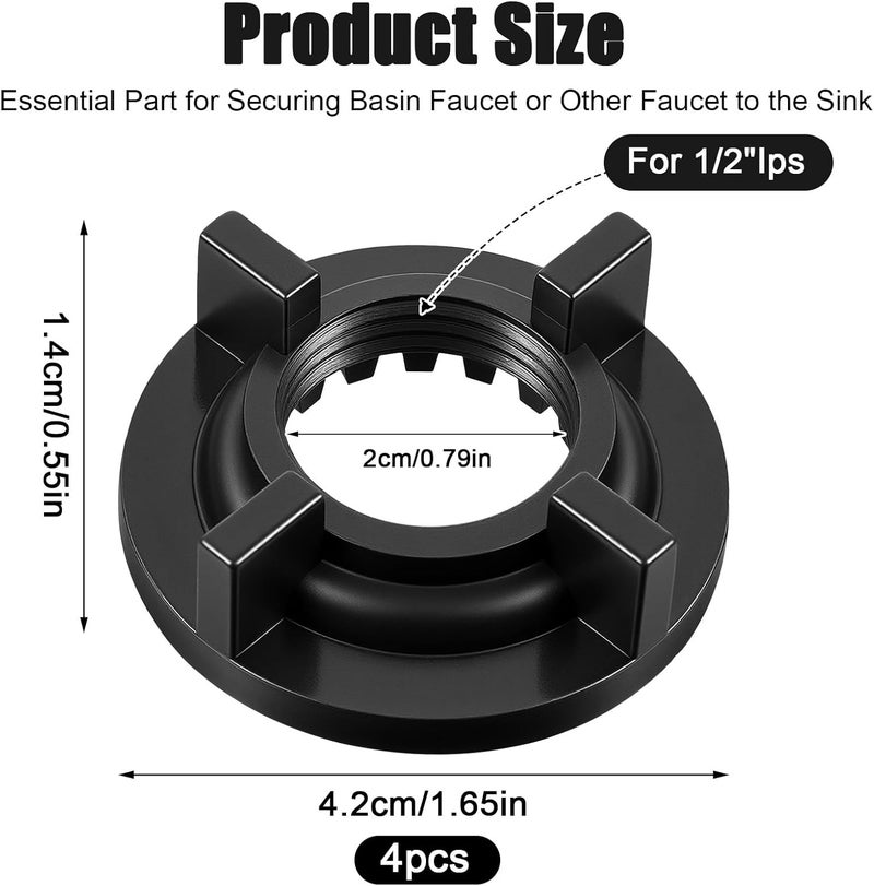 Ymapinc 4PCS 3/4"IPS Faucet Mounting Lock Nut, PP Plastic Faucet Nuts, Replacement Parts for Bathroom Sink Faucets Parts, Kitchen Faucets Replacement Part - Image 2